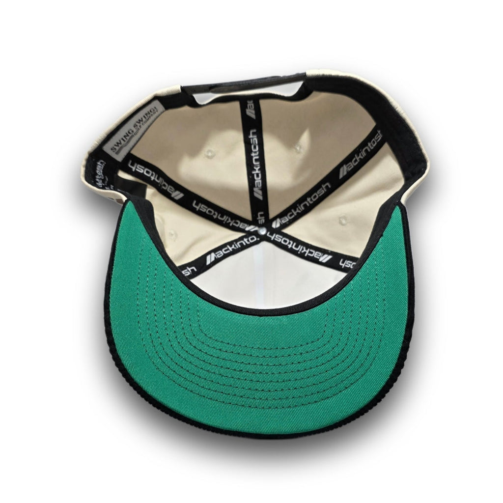 Kelly green undervisor on Swing Hard vintage golf hat
