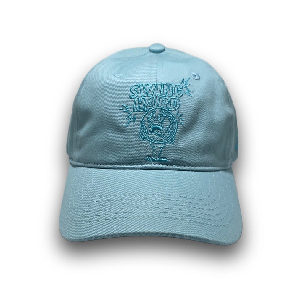 Front view of sky blue Swing Hard tonal dad hat