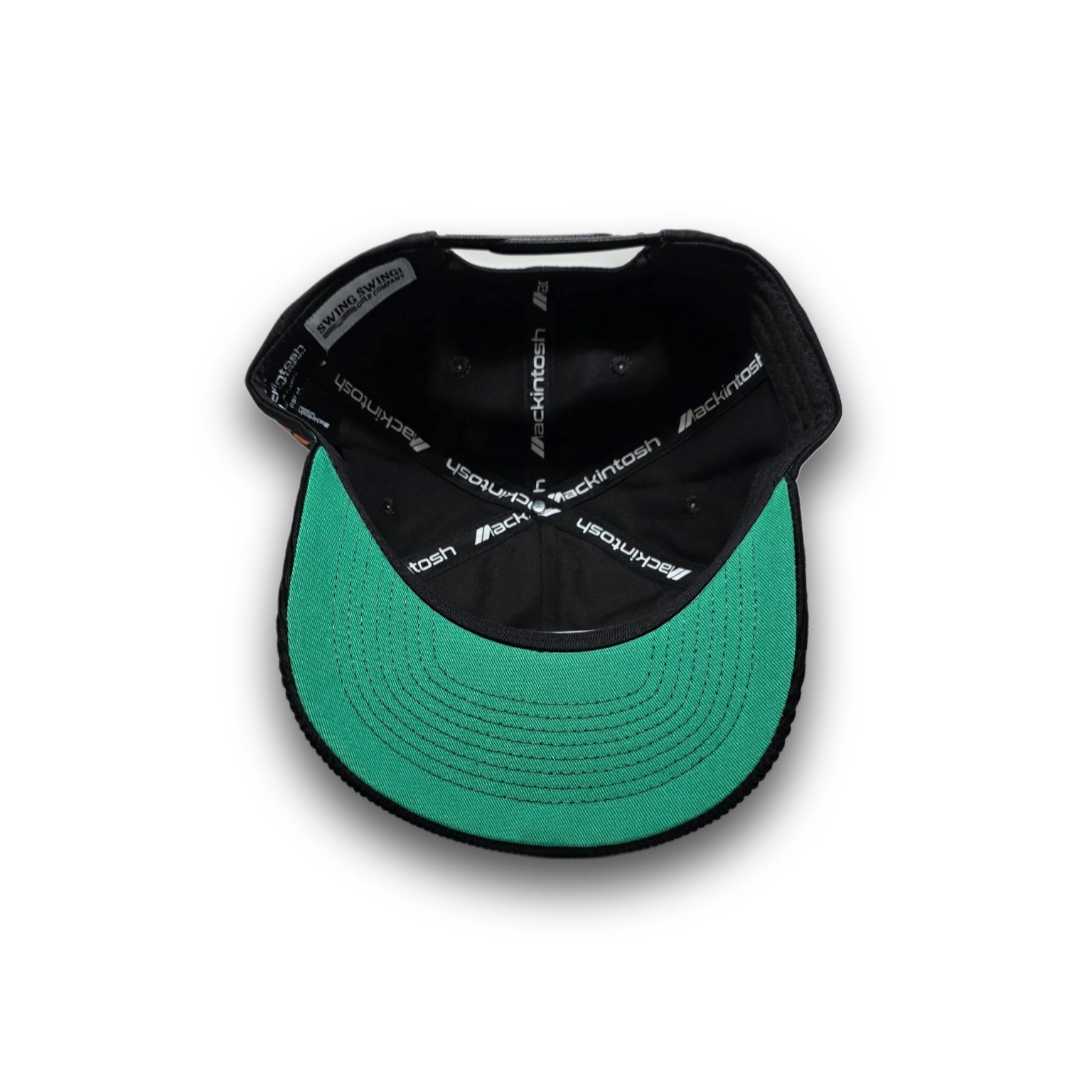 Kelly green undervisor on black Swing Hard vintage golf hat