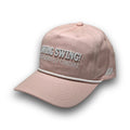 Pink Script Logo vintage golf hat with embroidered Swing Swing! logo