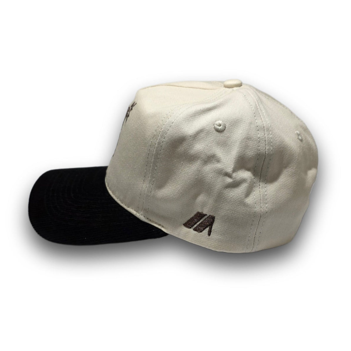Side profile of Swing Hard vintage golf hat with semi-structured A-Frame