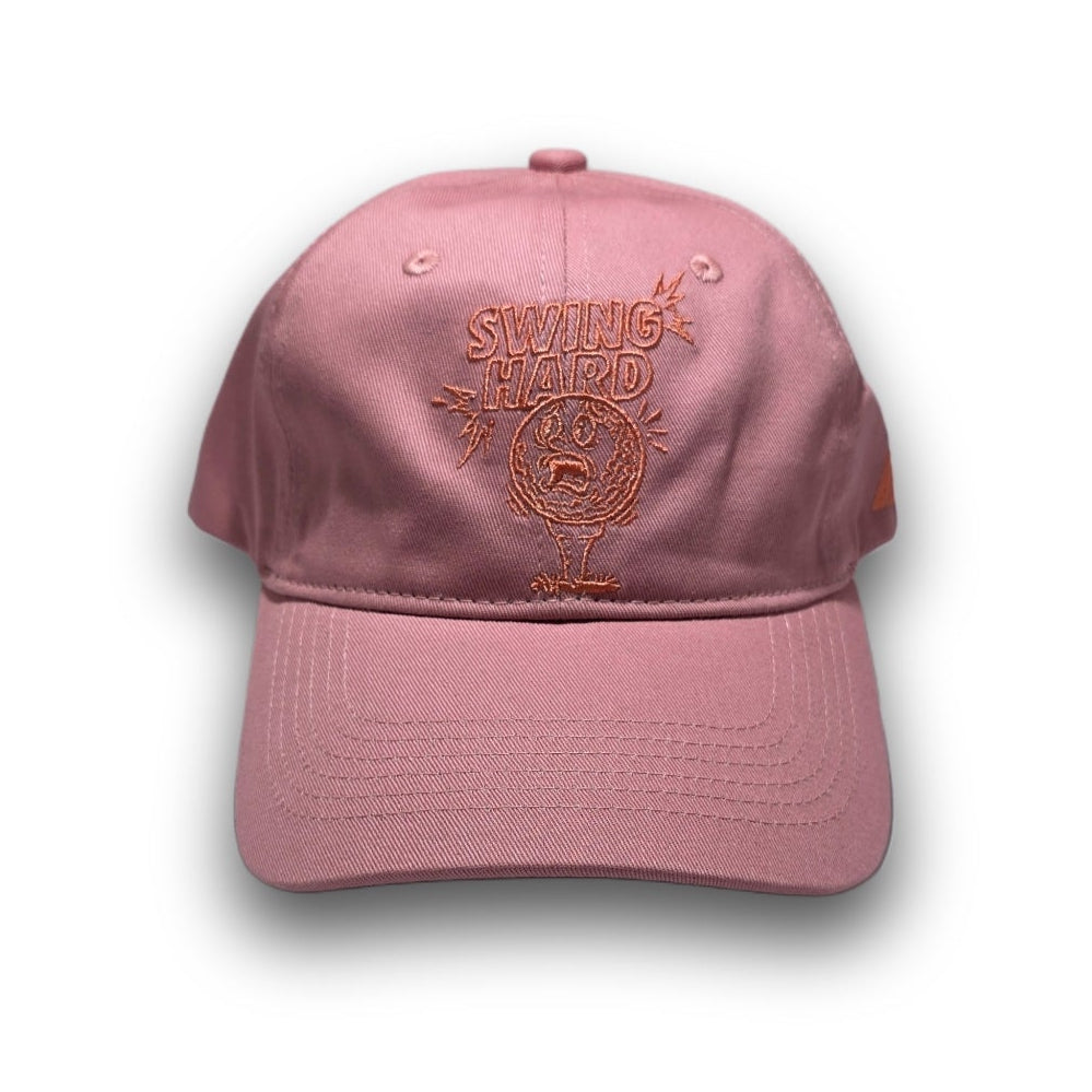 Front view of pink Swing Hard tonal dad hat