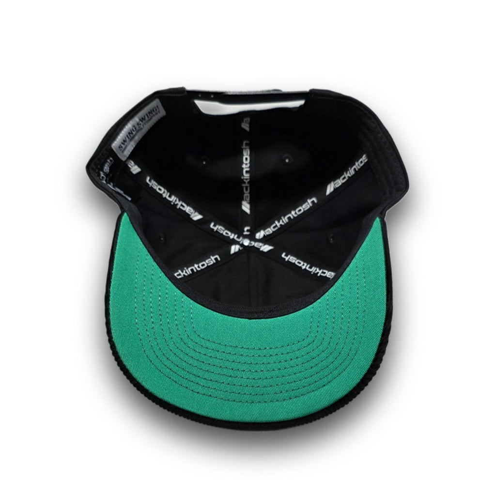 Kelly green undervisor on tonal black Swing Hard golf hat