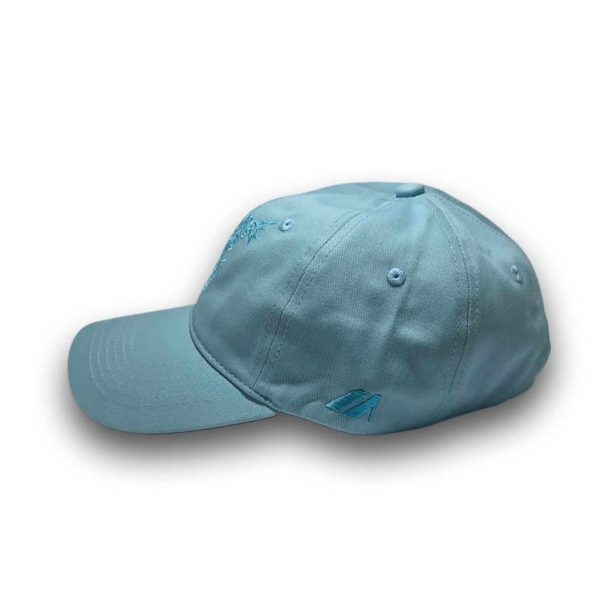 Side profile of sky blue Swing Hard tonal dad hat