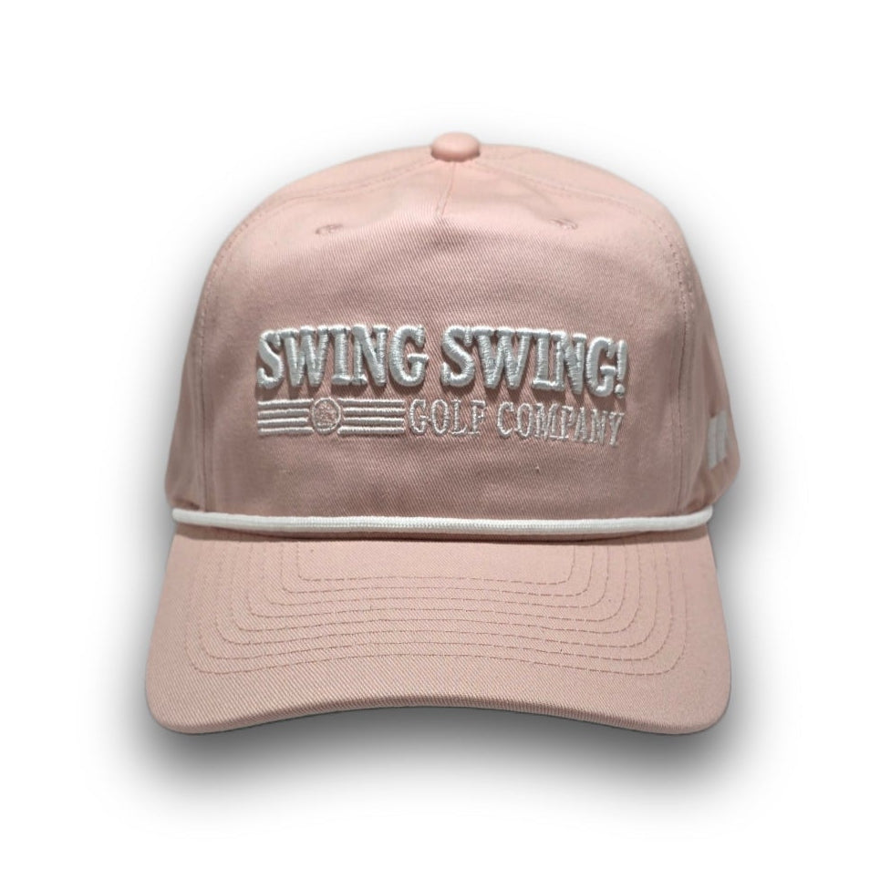 Front view of pink Script Logo vintage golf hat
